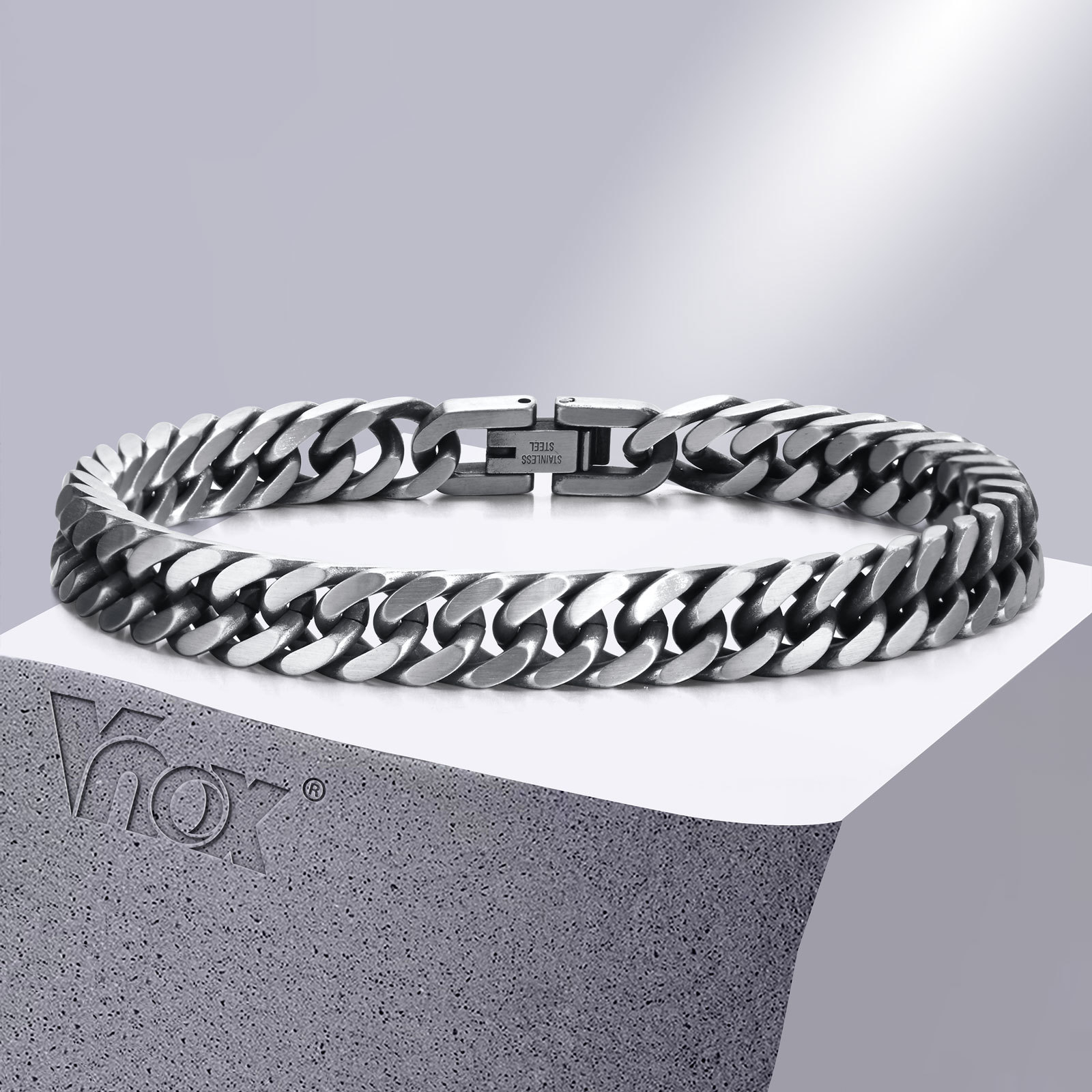 Ceramic Link Bracelet - Vnox dikke retro Cubaanse kettingarmbanden voor