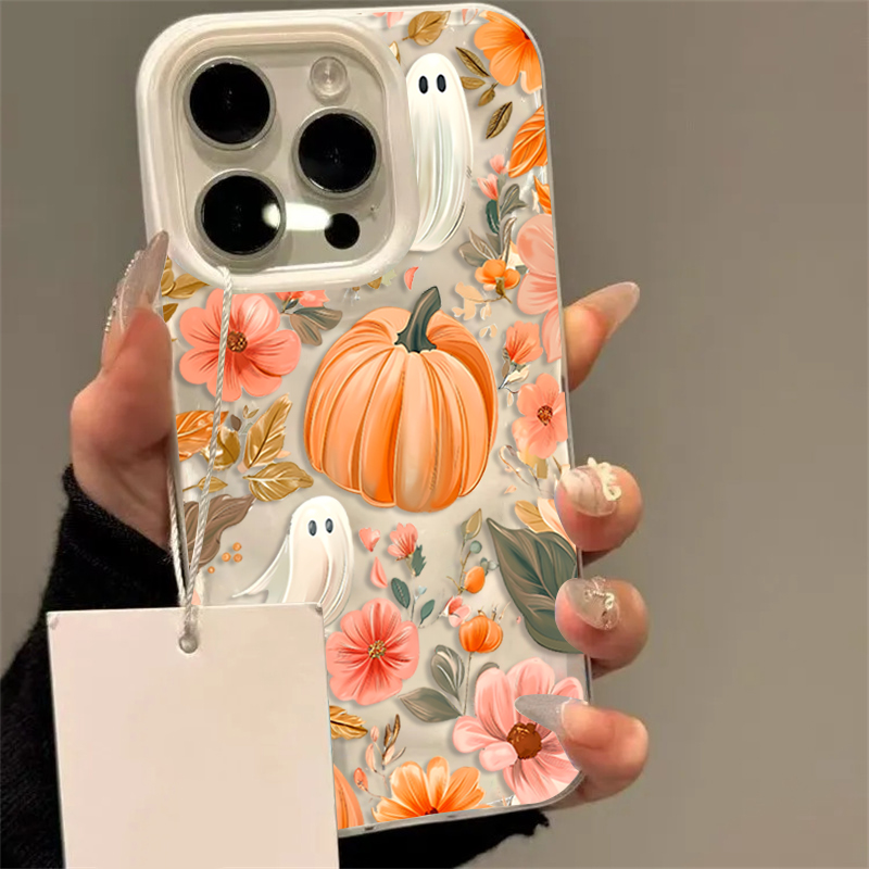 Apple Iphone 15 Pro Max - Herfst Schattig Spook Pompoen Bloem Telefoonhoesje