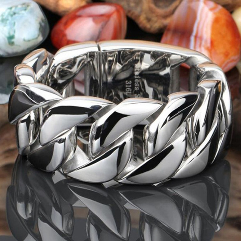 Ceramic Link Bracelet - 20/26/31MM 316L Rvs Curb Cubaanse Armband