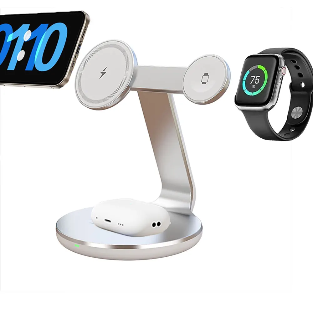 Wireless Charger Watch - 3-in-1 draadloze oplaadstation met 360° rotatie,