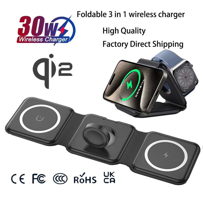 Smartwatch Universal - Universele Qi2 Magnetische Opvouwbare Oplaadstation Reislader