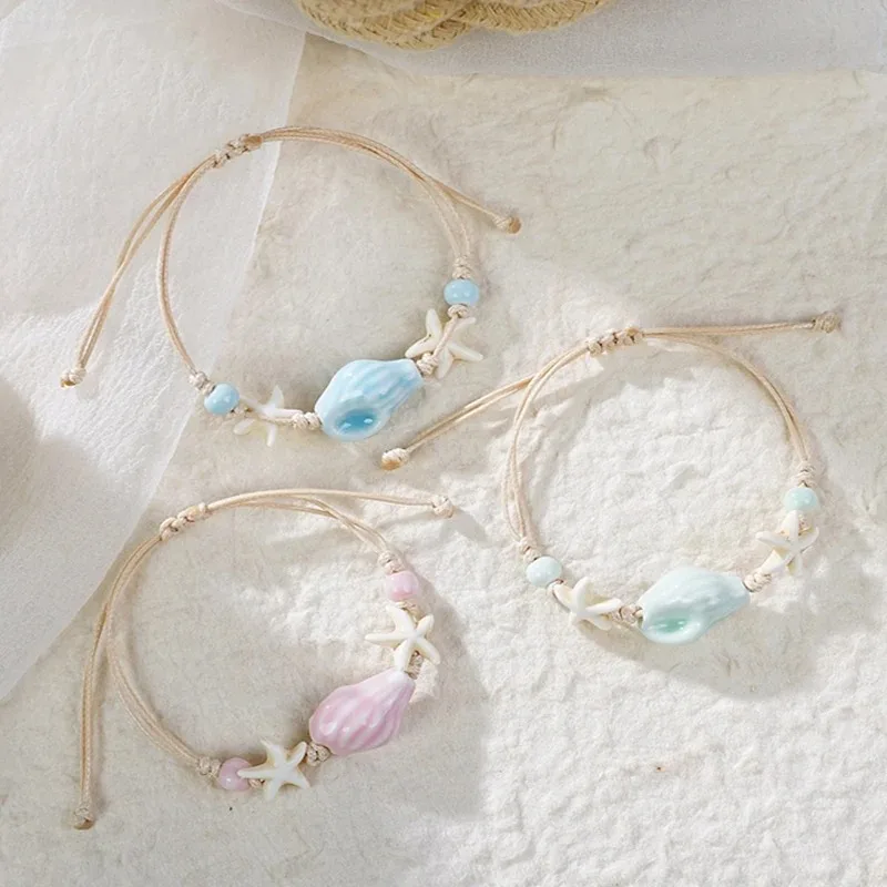 Ceramic Link Bracelet - Boheemse Conch Zeester Schelpen Kralen Armbanden