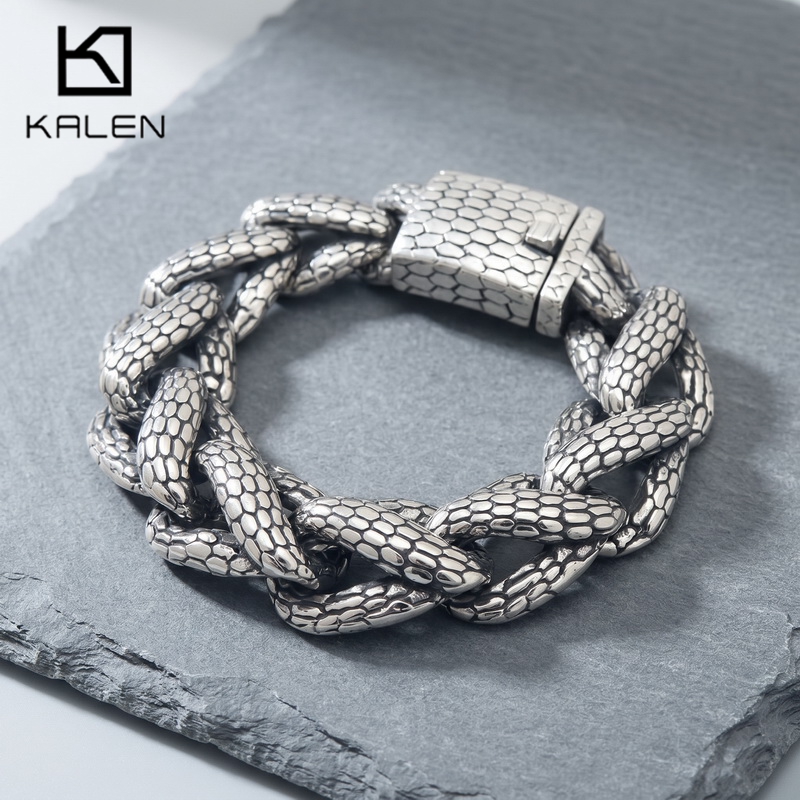 Ceramic Link Bracelet - Kalen Snake Skin Cuban Link herenarmband