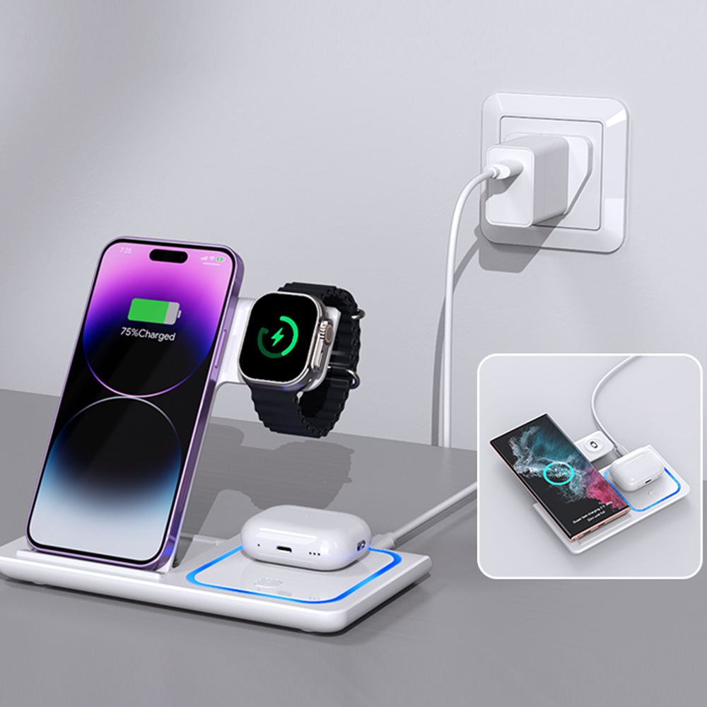 LED 3-in-1 draadloos oplaadsta - Wireless Charger Watch recensie en prijs